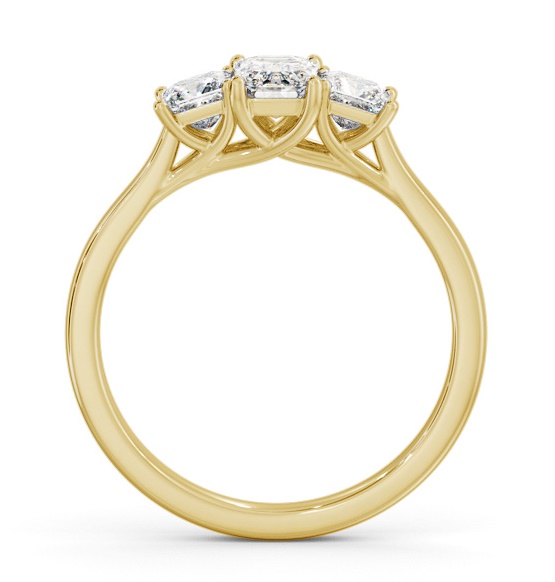 Three Stone Emerald and Princess Diamond Trilogy Ring 9K Yellow Gold TH112_YG_THUMB1 