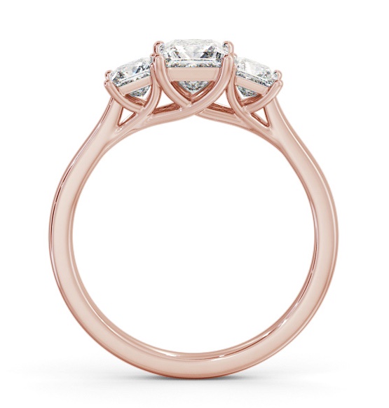 Three Stone Princess Diamond Sweeping Prongs Trilogy Ring 9K Rose Gold TH113_RG_THUMB1 