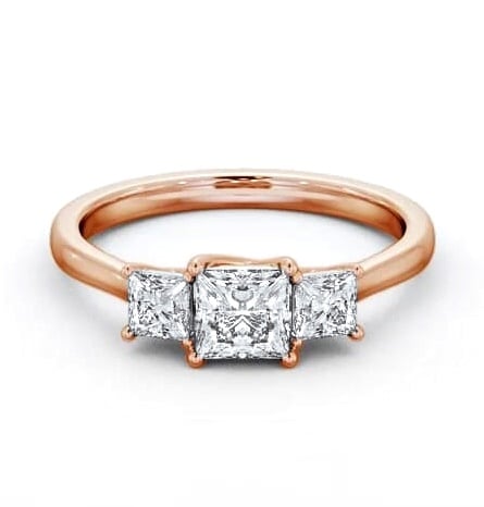 Three Stone Princess Diamond Sweeping Prongs Trilogy Ring 9K Rose Gold TH113_RG_THUMB1
