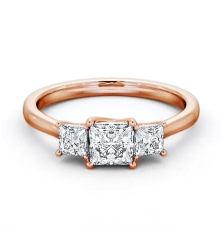 Three Stone Princess Diamond Sweeping Prongs Trilogy Ring 9K Rose Gold TH113_RG_THUMB2 