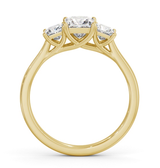 Three Stone Princess Sweeping Prongs Trilogy Ring 18K Yellow Gold TH113_YG_THUMB1 