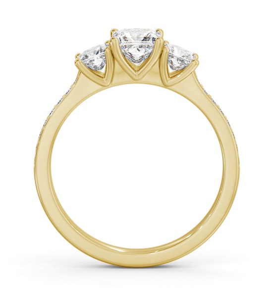 Three Stone Princess Trilogy Ring 18K Yellow Gold with Side Stones TH115_YG_THUMB1 