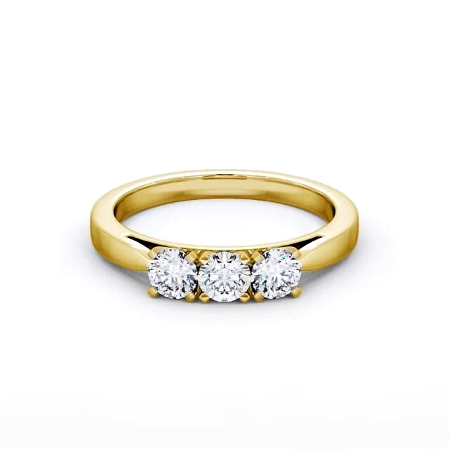 Three Stone Round Diamond Ring 18K Yellow Gold - Caylin TH11_YG_HAND