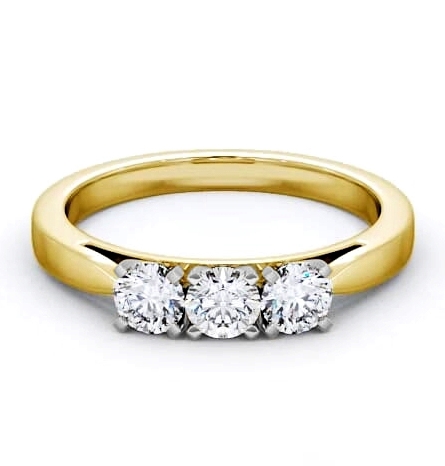 Three Stone Round Diamond Trilogy Ring 18K Yellow and White Gold TH11_YWG_THUMB1
