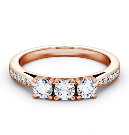 Three Stone Round Diamond Trilogy Ring 18K Rose Gold with Channel TH11S_RG_THUMB1