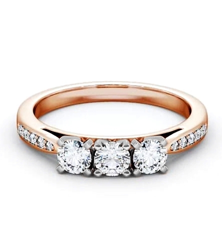 Three Stone Round Diamond Trilogy Ring 18K Rose and White Gold with Channel TH11S_RWG_THUMB1