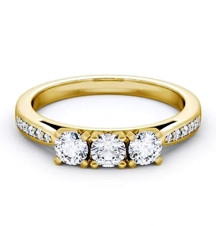 Three Stone Round Diamond Trilogy Ring 9K Yellow Gold with Channel TH11S_YG_THUMB1