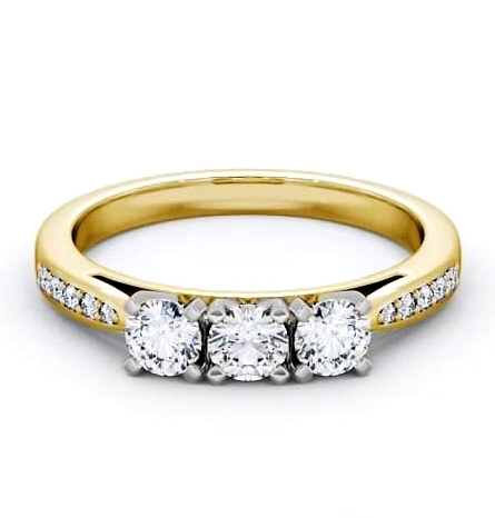 Three Stone Round Diamond Trilogy Ring 18K Yellow and White Gold with Channel TH11S_YWG_THUMB1
