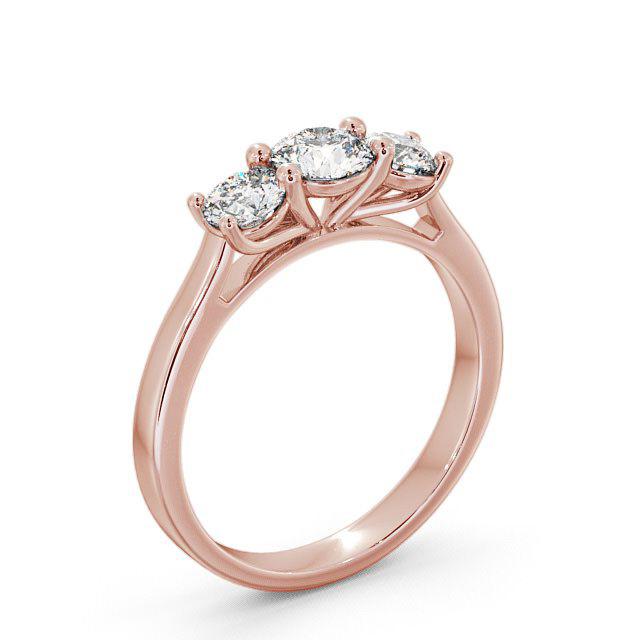 Three Stone Round Diamond Ring 18K Rose Gold - Natania TH12_RG_HAND