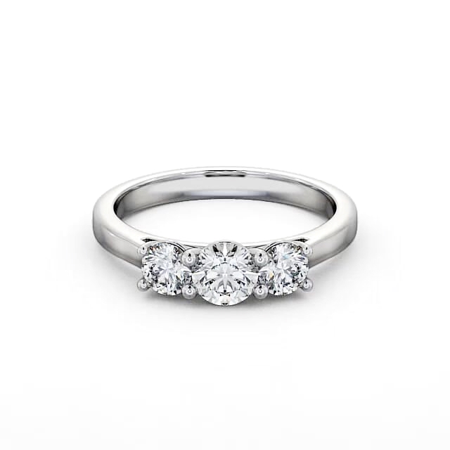 Three Stone Round Diamond Ring 18K White Gold - Natania TH12_WG_HAND