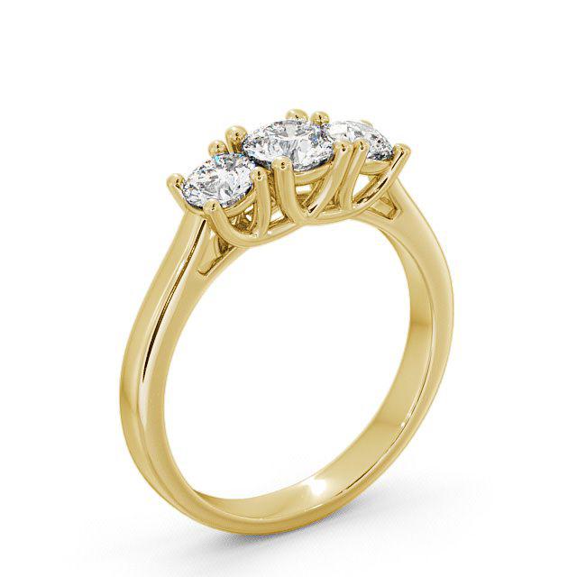 Three Stone Round Diamond Ring 18K Yellow Gold - Flora TH13_YG_HAND