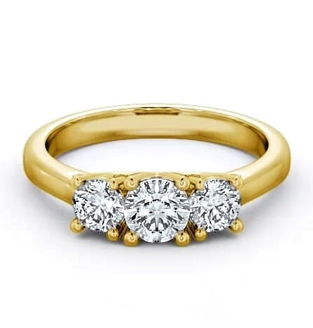 Three Stone Round Diamond Sweeping Prongs Ring 18K Yellow Gold TH13_YG_THUMB1