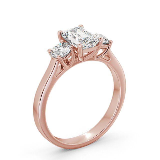 Three Stone Emerald Diamond Ring 9K Rose Gold - Kourtney TH14_RG_HAND