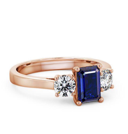 Three Stone Blue Sapphire and Diamond 1.15ct Ring 9K Rose Gold TH14GEM_RG_BS_THUMB1