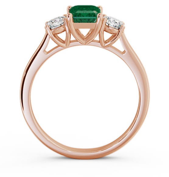 Three Stone Emerald and Diamond 1.00ct Ring 18K Rose Gold TH14GEM_RG_EM_THUMB1 