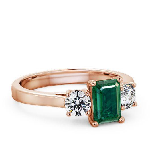 Three Stone Emerald and Diamond 1.00ct Ring 18K Rose Gold TH14GEM_RG_EM_THUMB1