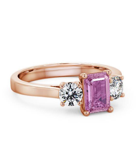 Three Stone Pink Sapphire and Diamond 1.15ct Ring 18K Rose Gold TH14GEM_RG_PS_THUMB1