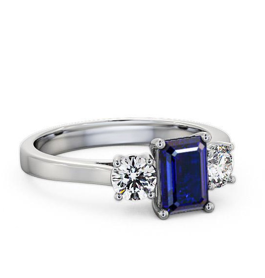 Three Stone Blue Sapphire and Diamond 1.15ct Ring 18K White Gold TH14GEM_WG_BS_THUMB2 