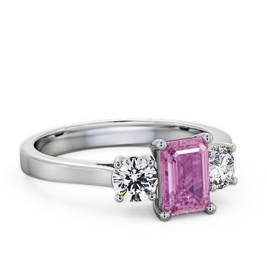 Three Stone Pink Sapphire and Diamond 1.15ct Ring 18K White Gold TH14GEM_WG_PS_THUMB2 