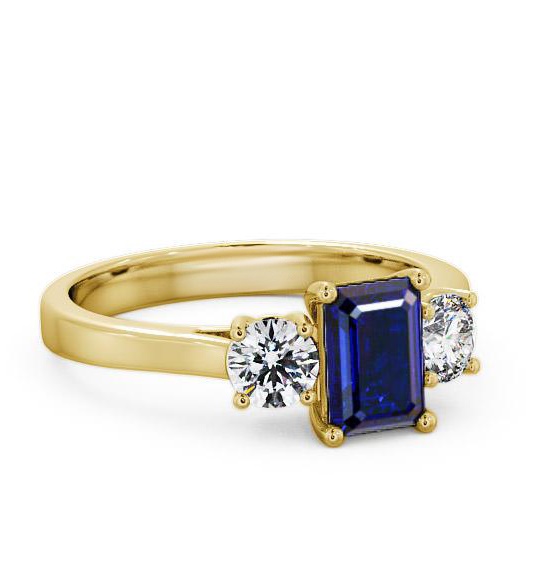 Three Stone Blue Sapphire and Diamond 1.15ct Ring 9K Yellow Gold TH14GEM_YG_BS_THUMB1