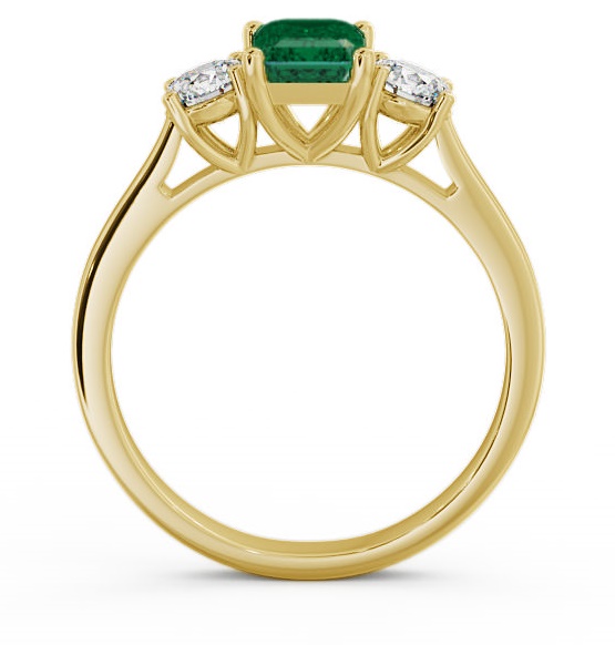 Three Stone Emerald and Diamond 1.00ct Ring 9K Yellow Gold TH14GEM_YG_EM_THUMB1 