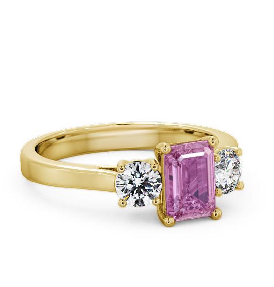 Three Stone Pink Sapphire and Diamond 1.15ct Ring 18K Yellow Gold TH14GEM_YG_PS_THUMB1