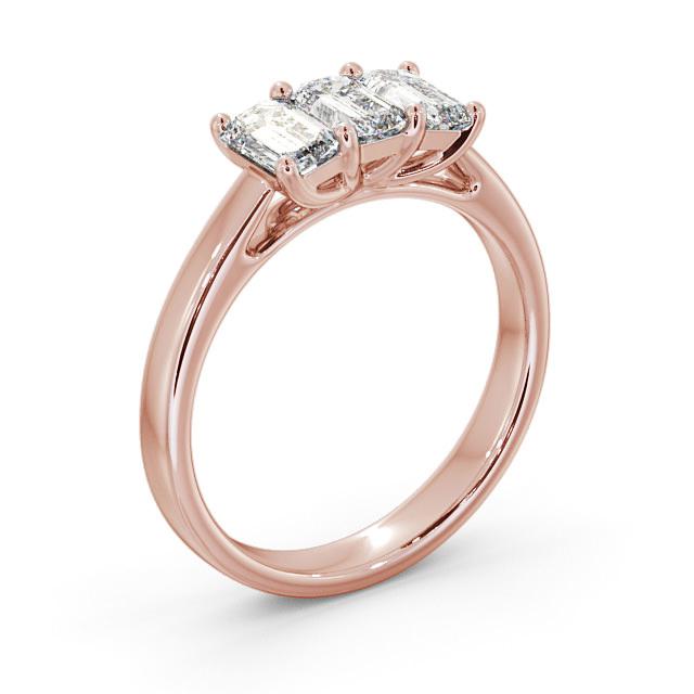 Three Stone Emerald Diamond Ring 9K Rose Gold - Rosella TH15_RG_HAND