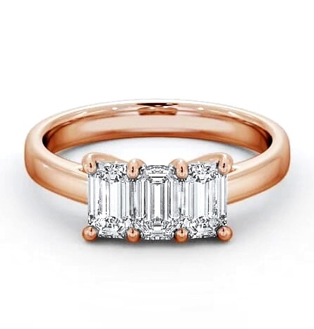 Three Stone Emerald Diamond Trilogy Ring 18K Rose Gold TH15_RG_THUMB1