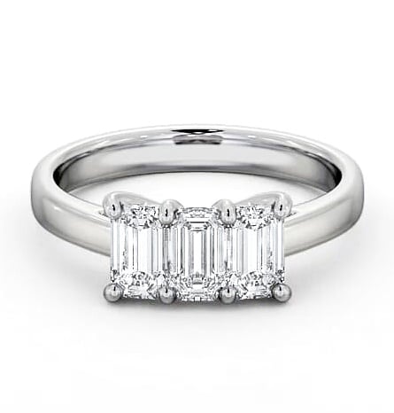 Three Stone Emerald Diamond Trilogy Ring 9K White Gold TH15_WG_THUMB2 