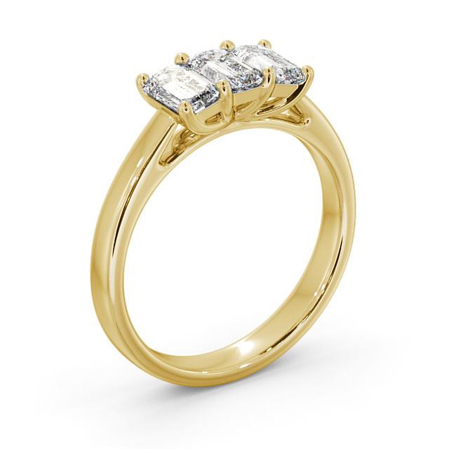 Three Stone Emerald Diamond Ring 9K Yellow Gold - Rosella TH15_YG_HAND