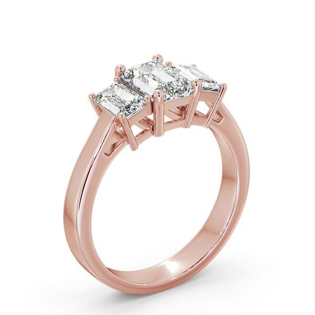 Three Stone Emerald Diamond Ring 9K Rose Gold - Erin TH16_RG_HAND