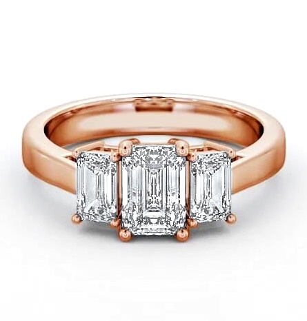 Three Stone Emerald Diamond Trilogy Ring 9K Rose Gold TH16_RG_THUMB1