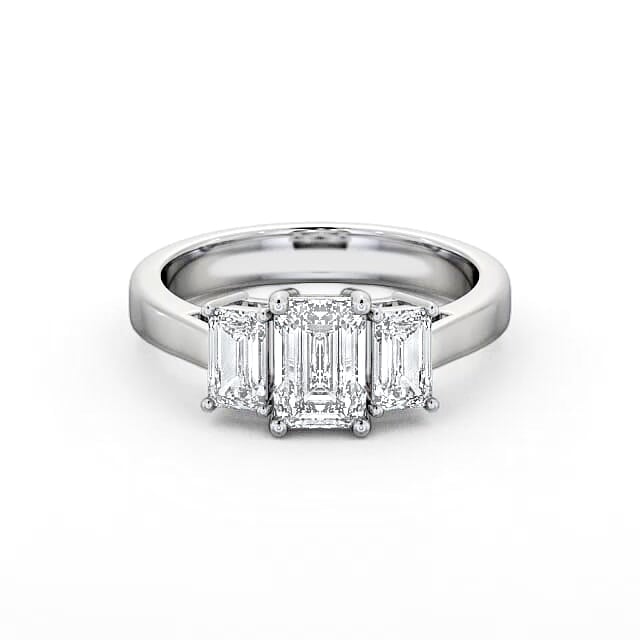 Three Stone Emerald Diamond Ring Palladium - Erin TH16_WG_HAND