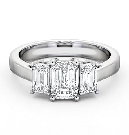 Three Stone Emerald Diamond Trilogy Ring 18K White Gold TH16_WG_THUMB2 