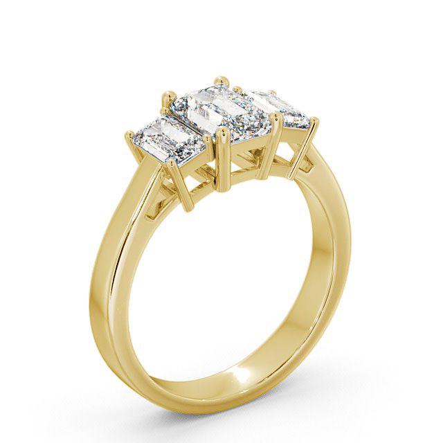Three Stone Emerald Diamond Ring 9K Yellow Gold - Erin TH16_YG_HAND