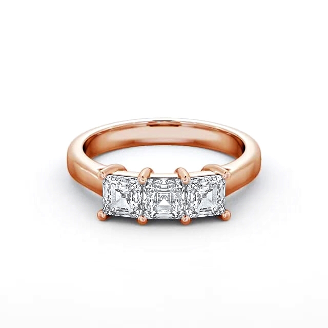 Three Stone Princess Diamond Ring 18K Rose Gold - Yuna TH17_RG_HAND
