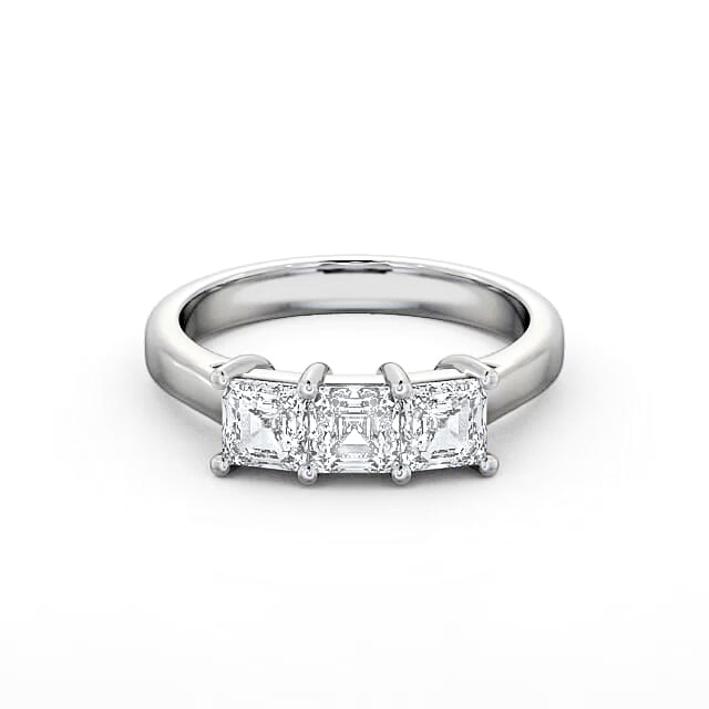 Three Stone Princess Diamond Ring 9K White Gold - Yuna TH17_WG_HAND