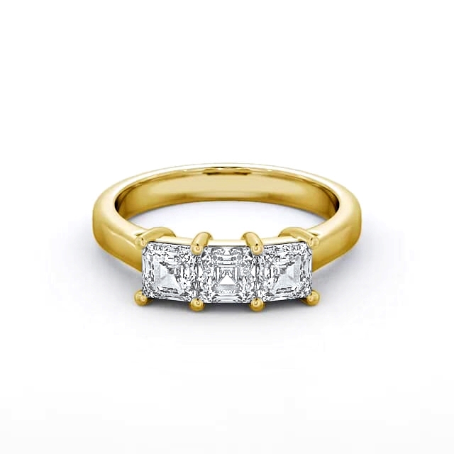 Three Stone Princess Diamond Ring 18K Yellow Gold - Yuna TH17_YG_HAND