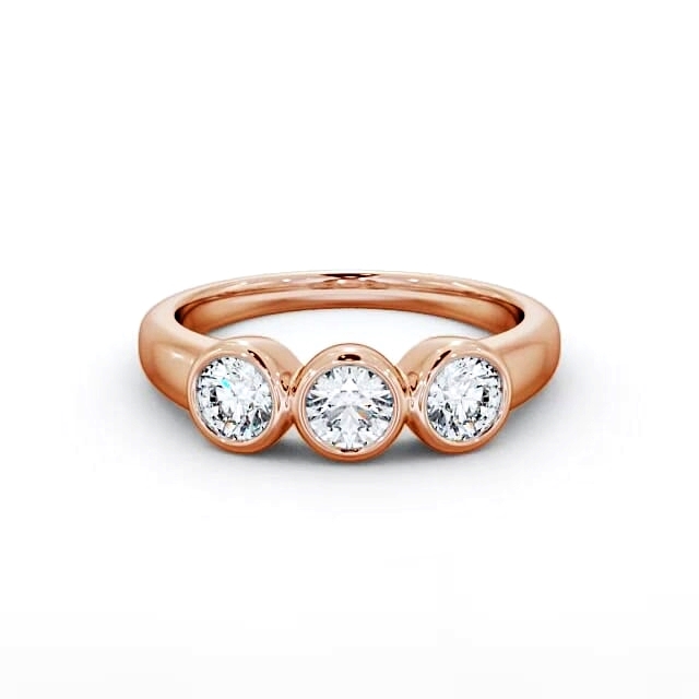 Three Stone Round Diamond Ring 9K Rose Gold - Hanna TH18_RG_HAND