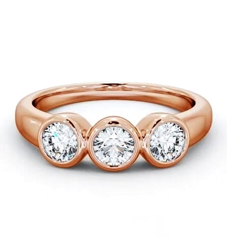 Three Stone Round Diamond Bezel Set Ring 9K Rose Gold TH18_RG_THUMB1