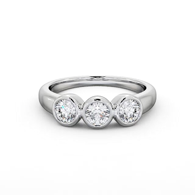 Three Stone Round Diamond Ring 18K White Gold - Hanna TH18_WG_HAND