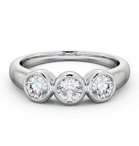 Three Stone Round Diamond Bezel Set Ring Palladium TH18_WG_THUMB1
