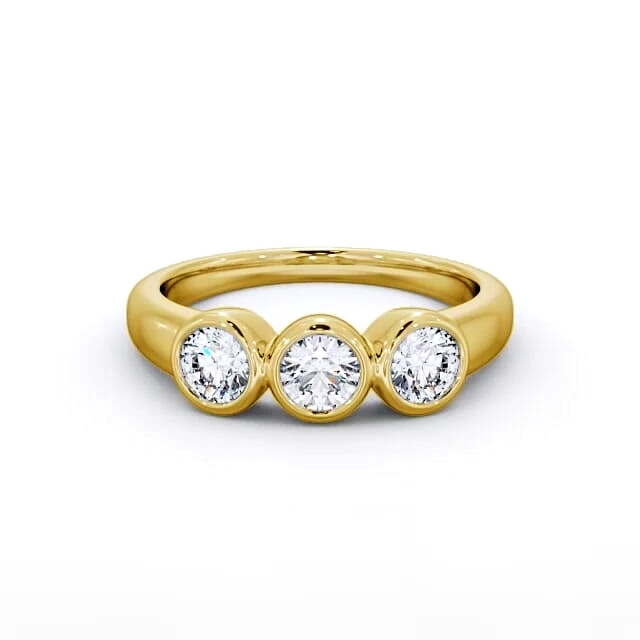 Three Stone Round Diamond Ring 9K Yellow Gold - Hanna TH18_YG_HAND