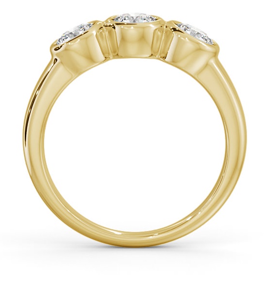Three Stone Round Diamond Bezel Set Ring 9K Yellow Gold TH18_YG_THUMB1