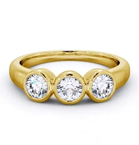 Three Stone Round Diamond Bezel Set Ring 18K Yellow Gold TH18_YG_THUMB1