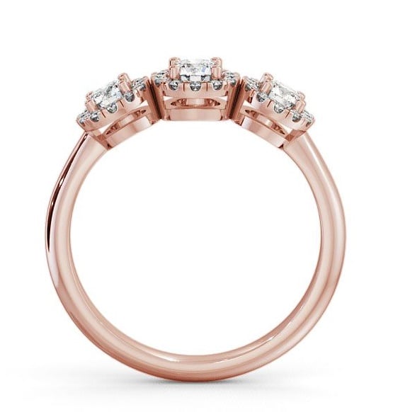 Three Stone Round Diamond Halo Style Engagement Ring 9K Rose Gold with Halo TH19_RG_THUMB1