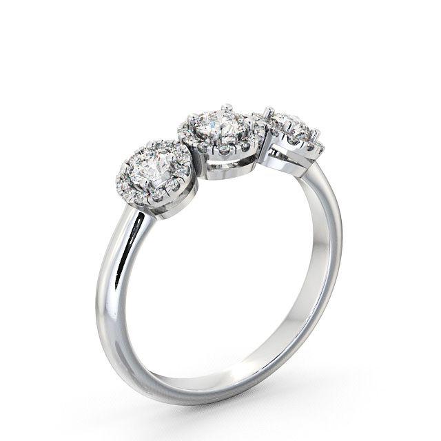 Three Stone Round Diamond Engagement Ring Platinum With Halo - Samaria TH19_WG_HAND