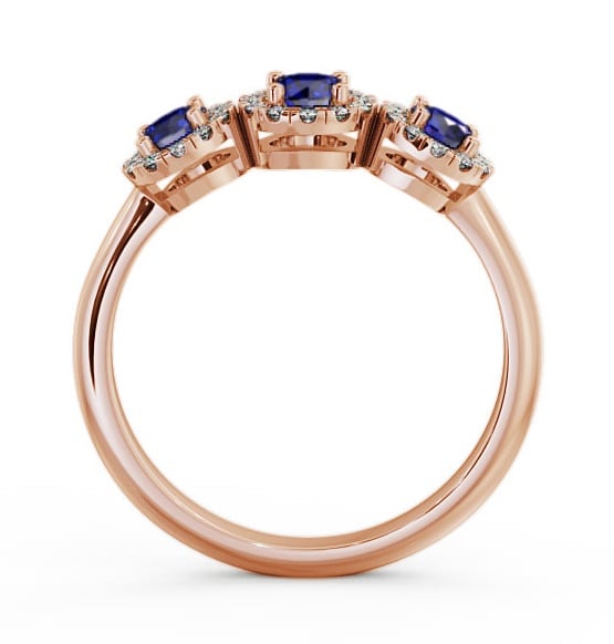 Three Stone Cluster Blue Sapphire and Diamond 0.64ct Ring 9K Rose Gold TH19GEM_RG_BS_THUMB1 