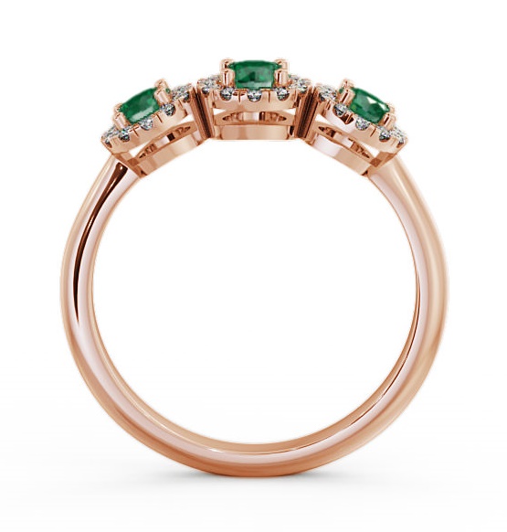Three Stone Cluster Emerald and Diamond 0.55ct Ring 9K Rose Gold TH19GEM_RG_EM_THUMB1 