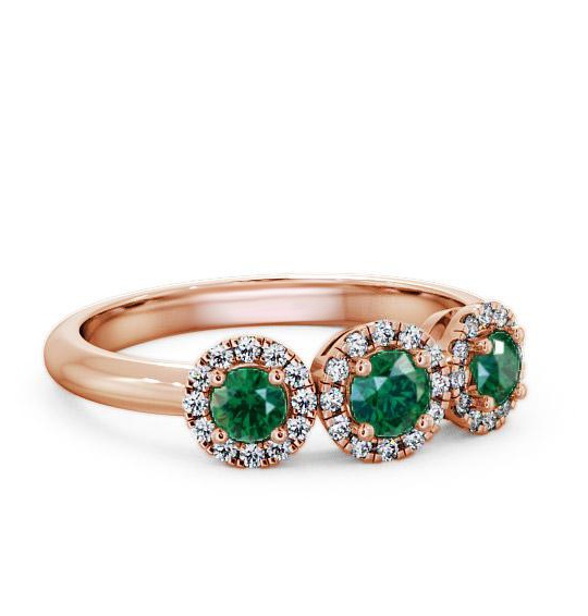 Three Stone Cluster Emerald and Diamond 0.55ct Ring 9K Rose Gold TH19GEM_RG_EM_THUMB1